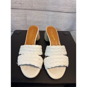 Andre Assous Cadyn Raffia & Espadrille Block Heel Sandals Size 37